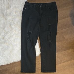 Liverpool Black Distressed Straight Leg Jeans 16W